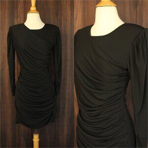 Anine Bing Alaia Dress, New With Tags, Black Ruched Bodycon, Stretch, Shoulder P